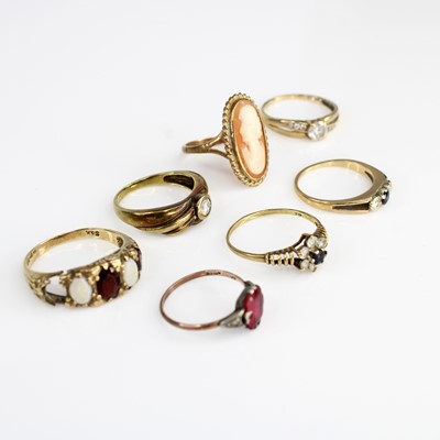 Lot 391 - Six various 9ct gold dress rings generally...