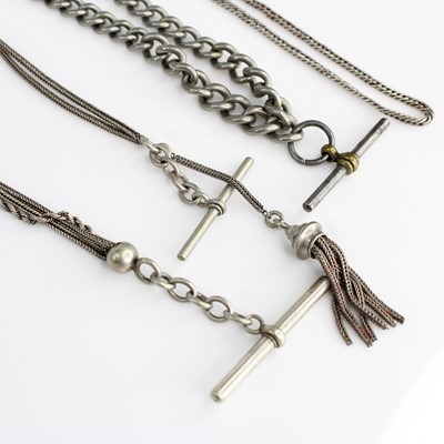 Lot 354 - A collection of base metal watch chains, to...