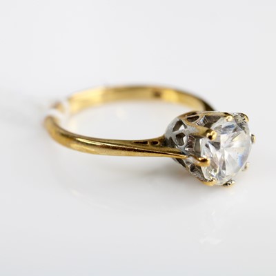 Lot 341 - A 9ct gold white paste set solitaire ring,...