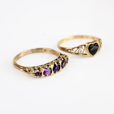Lot 344 - A 9ct gold black onyx set dress ring, size N/O,...
