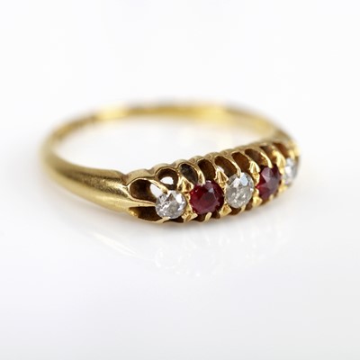 Lot 2141 - An Edwardian 18ct yellow gold, ruby and...