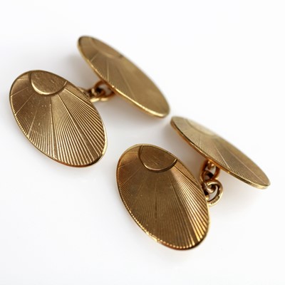 Lot 2169 - A pair of Art Deco gent's 9ct gold oval...