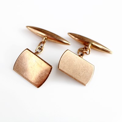 Lot 2170 - A pair of gent's 9ct gold plain cufflinks,...