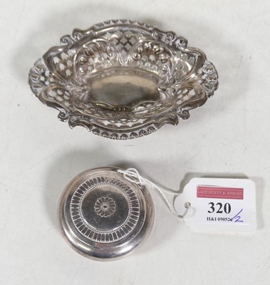 Lot 320 - A Victorian silver pierced oval dish,...