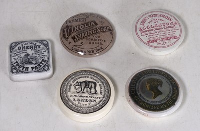 Lot 215 - A collection of five 19th century pot lids to...