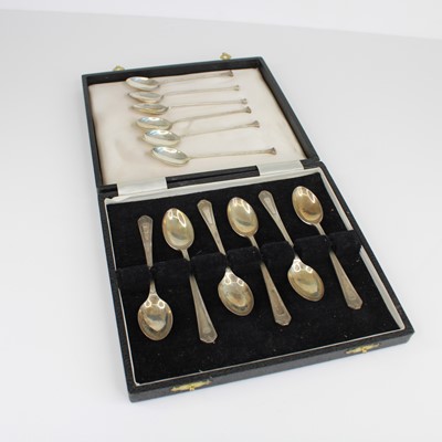 Lot 305 - A cased set of six George VI silver Art Deco...