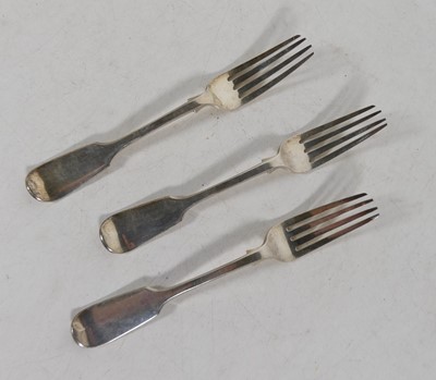Lot 333 - A set of three Victorian silver table forks,...