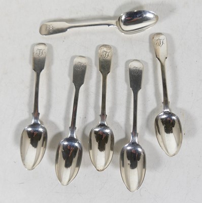 Lot 332 - A set of six Victorian silver teaspoons, in...