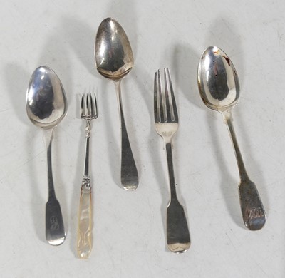 Lot 330 - George III and later silver flatware,...