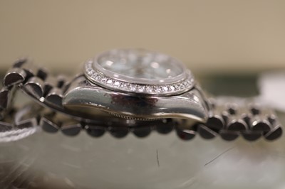 Lot 2105 - A lady's platinum Rolex Oyster Perpetual...