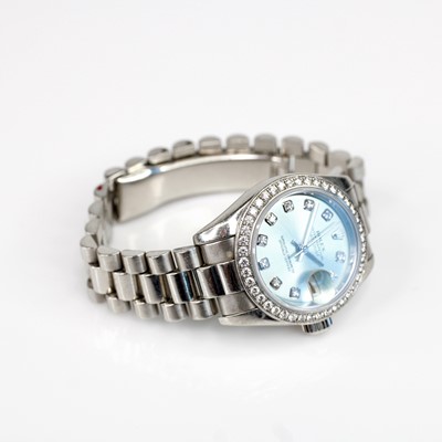 Lot 2105 - A lady's platinum Rolex Oyster Perpetual...