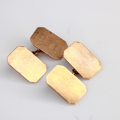 Lot 2115 - A pair of 9ct rose gold cufflinks, each of...