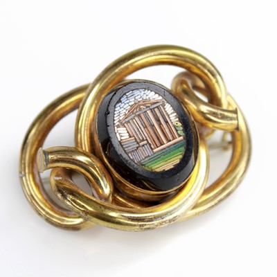 Lot 2193 - A Victorian pinchbeck micro-mosaic set brooch,...