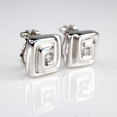 Lot 2182 - A pair of Fope 18ct white gold diamond stud...