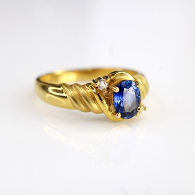Lot 2090 - A contemporary 18ct gold sapphire and diamond...