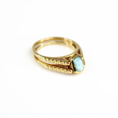 Lot 2108 - A 14ct gold black jade set dress ring, the...
