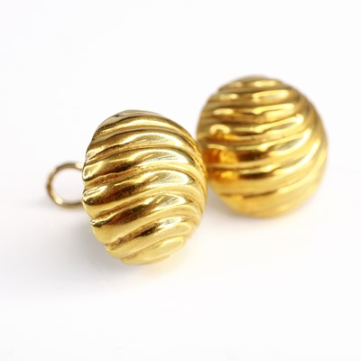 Lot 2201 - A pair of Mappin & Webb 18ct gold earrings, of...