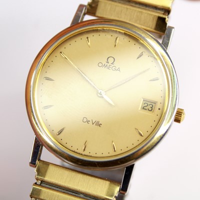 Lot 2120 - A gent's Omega DeVille gold plated and steel...
