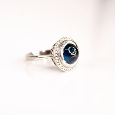 Lot 2191 - A white metal blue and white sapphire dress...