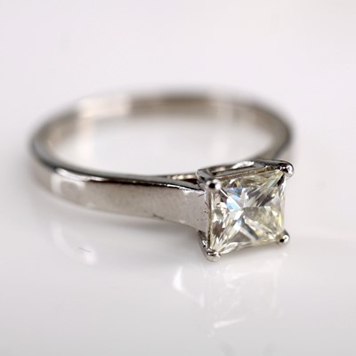 Lot 2225 - A platinum diamond solitaire ring, arranged...