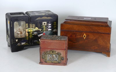 Lot 14 - A George III mahogany and inlaid three...