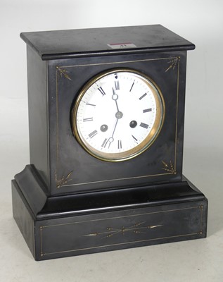 Lot 41 - Circa 1900 slate mantel clock having an 8-day...
