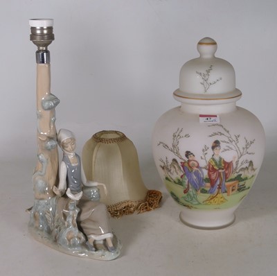 Lot 47 - A Lladro porcelain table lamp, h.35cm,...
