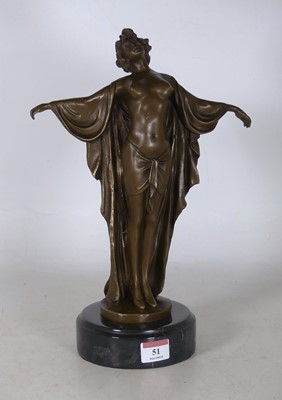 Lot 51 - An Art Deco style bronze of a semi-robed...