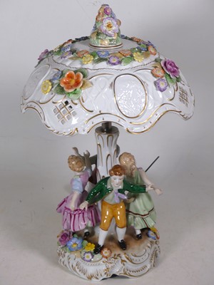 Lot 78 - A Dresden style enamel decorated porcelain...
