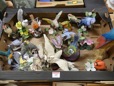 Lot 109 - A collection of resin bird ornaments, to...