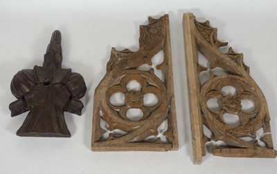Lot 148 - A pair of early gothic oak carvings, h,47cm,...