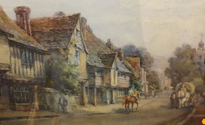 Lot 463 - Alan Bellis - Street scene with horses,...