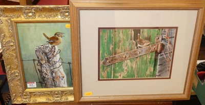 Lot 464 - Robert Coppelli - Bird on a fencepost, gouache...