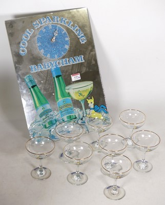 Lot 125 - A Babycham advertising mirrored wall clock, 43...