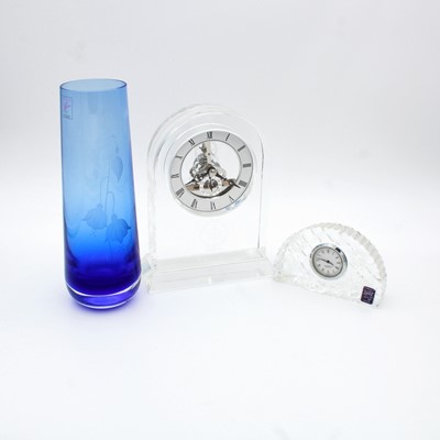 Lot 292 - A Royal Scot crystal dome topped mantel clock...