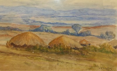 Lot 492 - AR Stradling - Native huts, Nairobi river,...