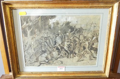 Lot 493 - After Reubens - A Lion Hunt, watercolour,...