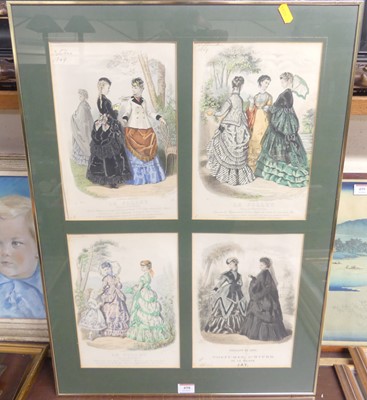 Lot 498 - A framed set of four French fashion plates...