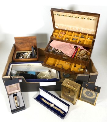 Lot 342 - A faux leather-clad jewellery box, contents to...