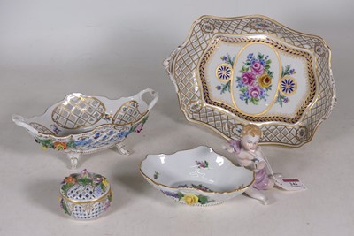 Lot 241 - A 20th century Dresden porcelain table basket,...