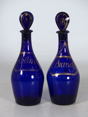 Lot 219 - A pair of George III Bristol blue spirit...