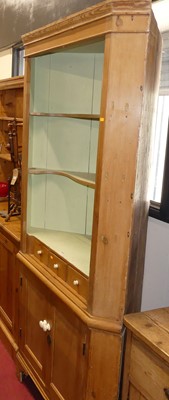 Lot 558 - A Victorian pine freestanding corner cupboard,...