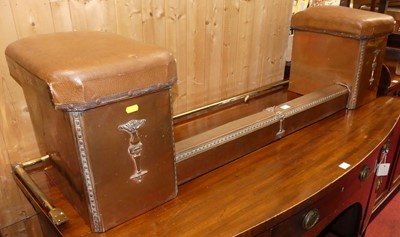 Lot 567 - An Edwardian copper fire fender, with raised...
