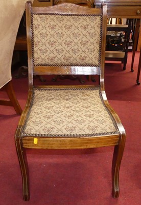 Lot 632 - An Edwardian inlaid bedroom chair with ivory...