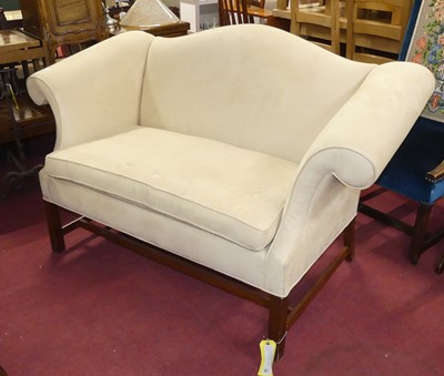 Lot 635 - A mahogany framed and cream suede upholstered...