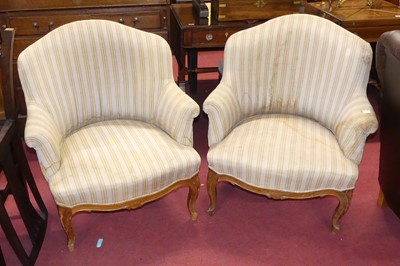 Lot 638 - A pair of French walnut framed and plain...