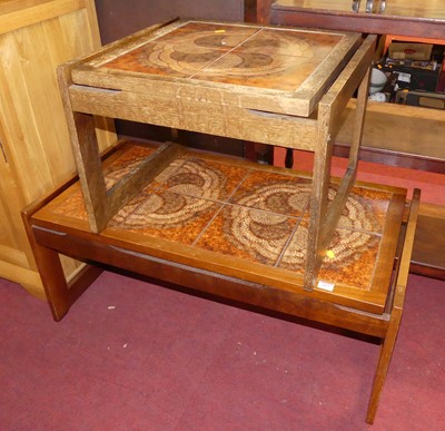 Lot 613 - A 1970s teak and tile topped inset low coffee...