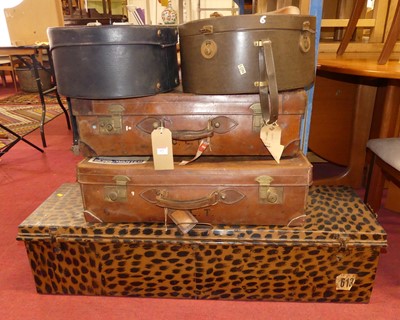 Lot 623 - Two stitched tan leather suitcases, together...