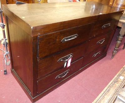 Lot 643 - A contemporary Oriental stained elm side chest,...