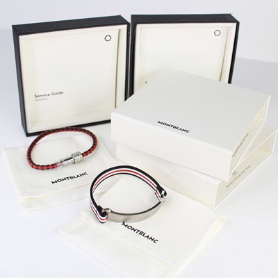 Lot 402 - A Mont Blanc corded bracelet, boxed, together...